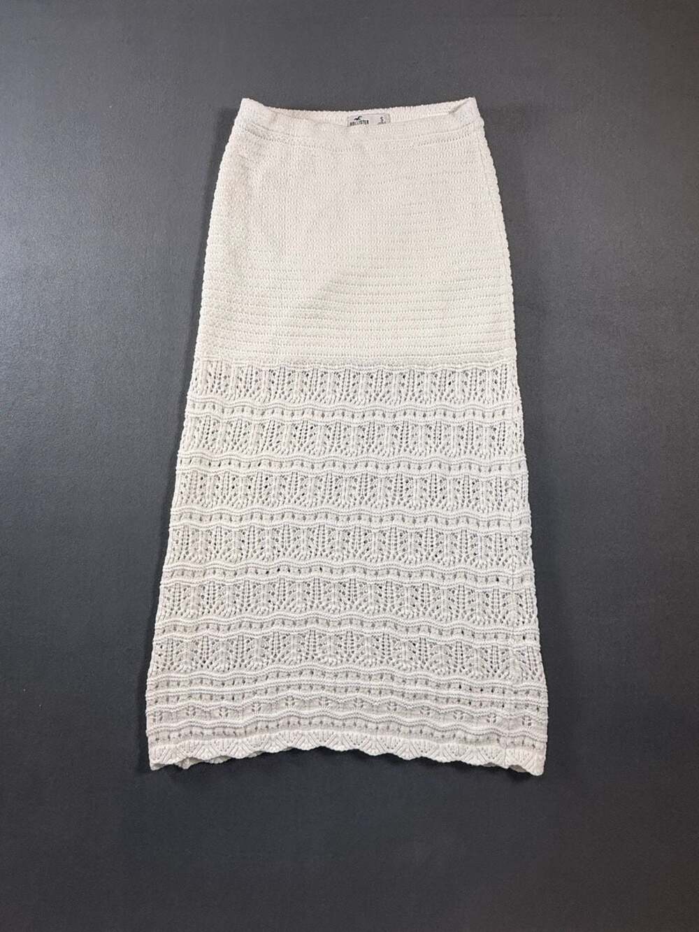 Hollister Crochet Knit Maxi Skirt Size S Off White